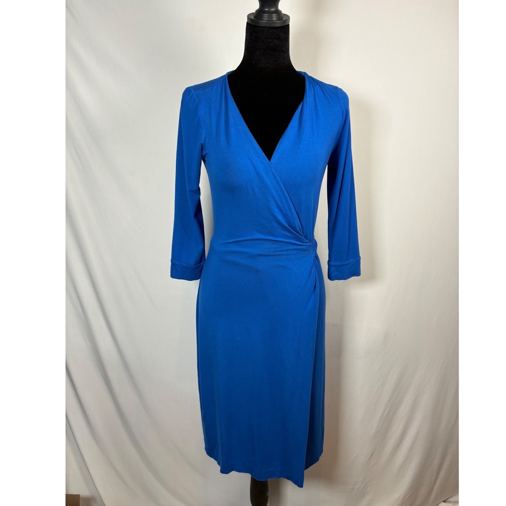 Diane von Furstenberg New Julian Two LS Wrap Dress Royal Blue Jersey Sz 0